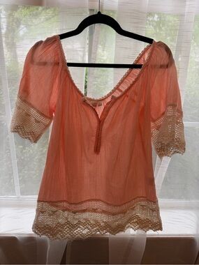 Baby pink top with Crochet Trim